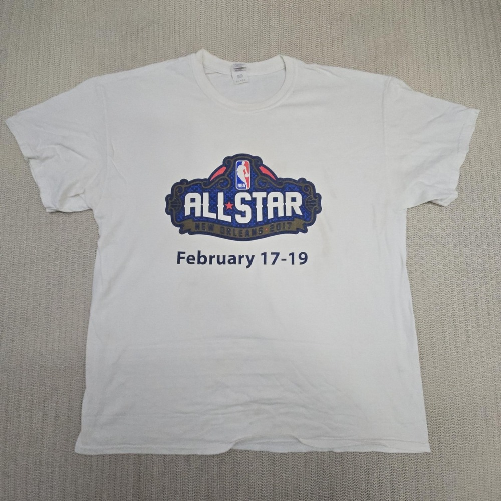 NBA All Star Shirt Mens XL White NBA Basketball New Orleans 2017 Gildan Tee
